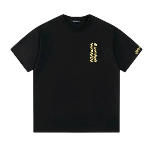 Chrome Hearts 20th Anniversary Hong Kong Exclusive Gold Glitter Short Sleeve T-Shirt