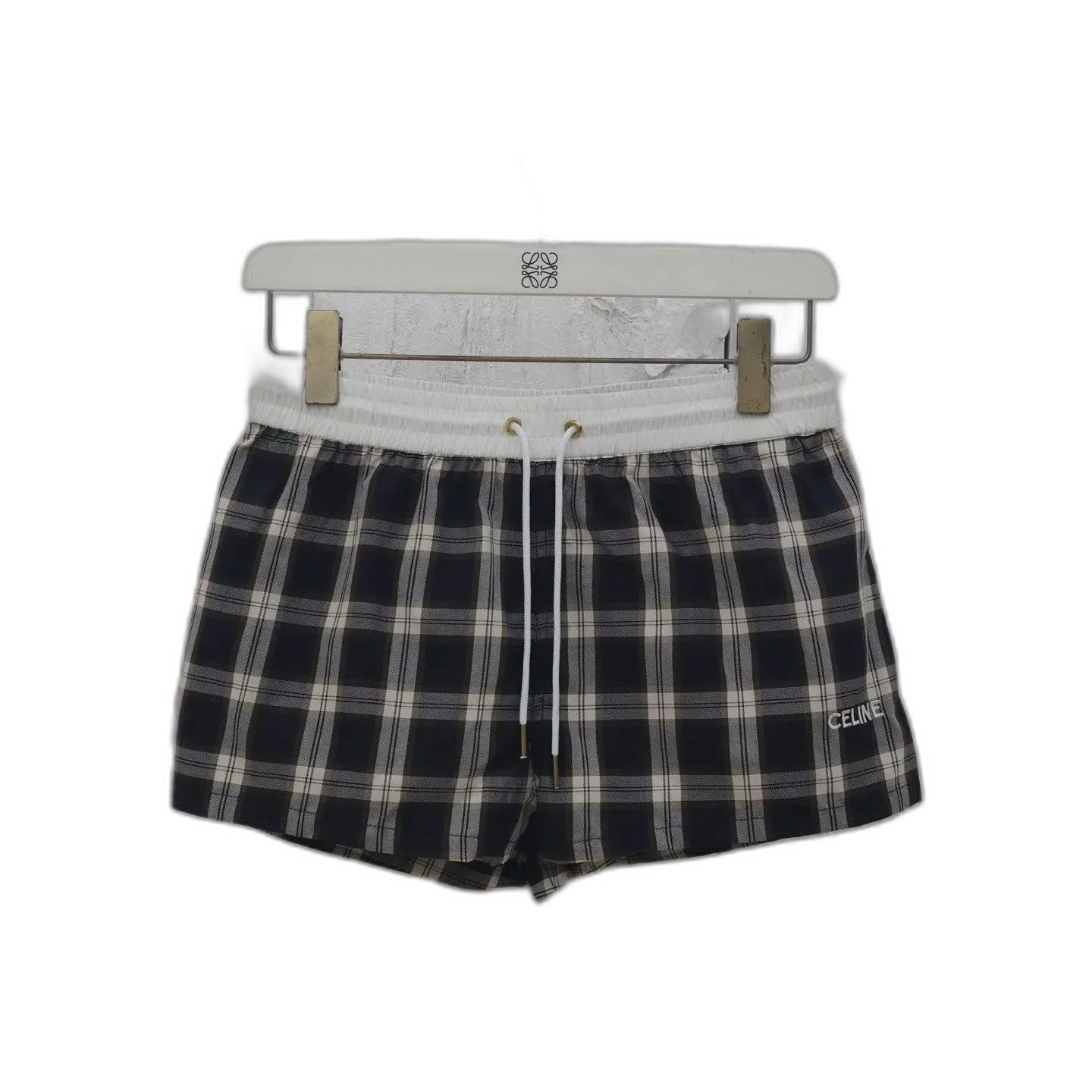 CELINE MINI SHORTS IN CHECKED PANAMA