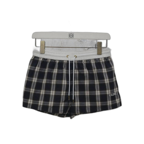 CELINE MINI SHORTS IN CHECKED PANAMA