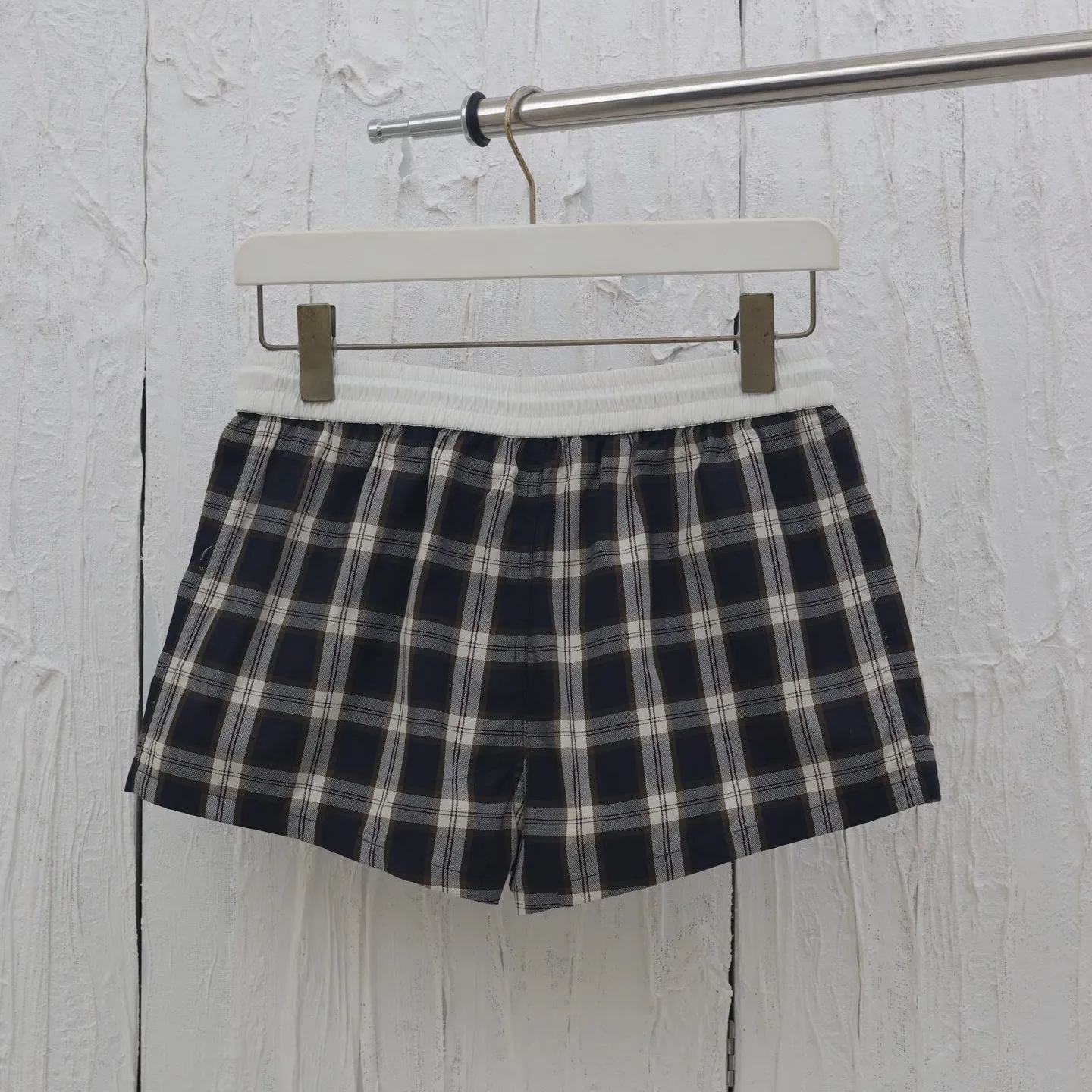 CELINE MINI SHORTS IN CHECKED PANAMA