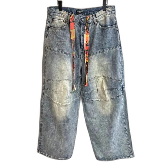 BALENCIAGA Men's George V Baggy Pants "Light Blue"
