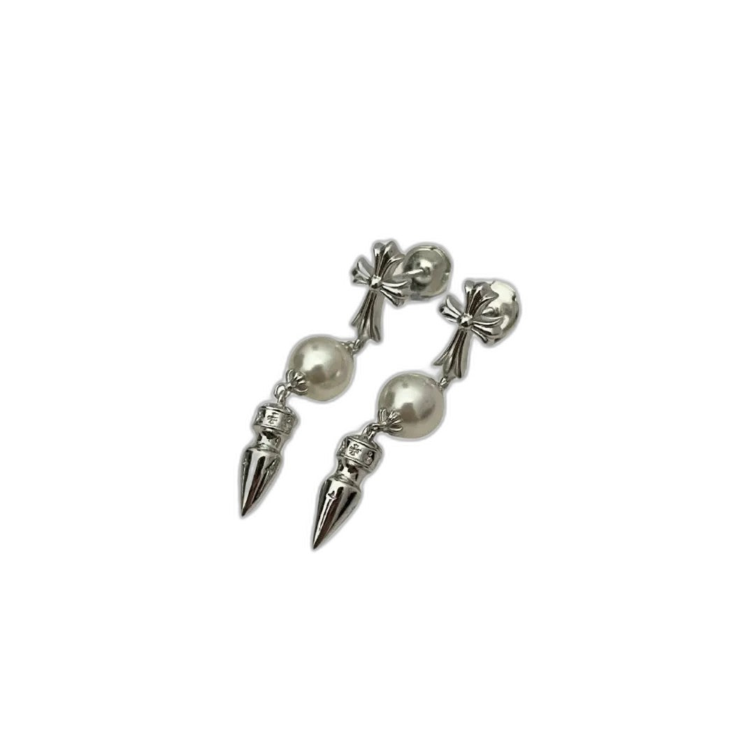 Chrome hearts xmikimoto joint cross bullet tassel earrings