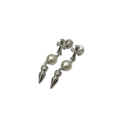 Chrome hearts xmikimoto joint cross bullet tassel earrings