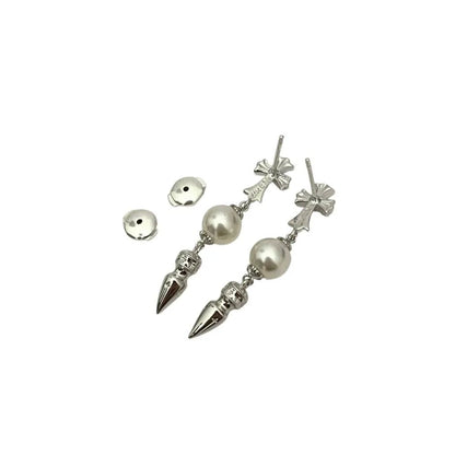 Chrome hearts xmikimoto joint cross bullet tassel earrings