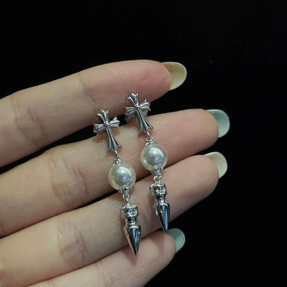 Chrome hearts xmikimoto joint cross bullet tassel earrings