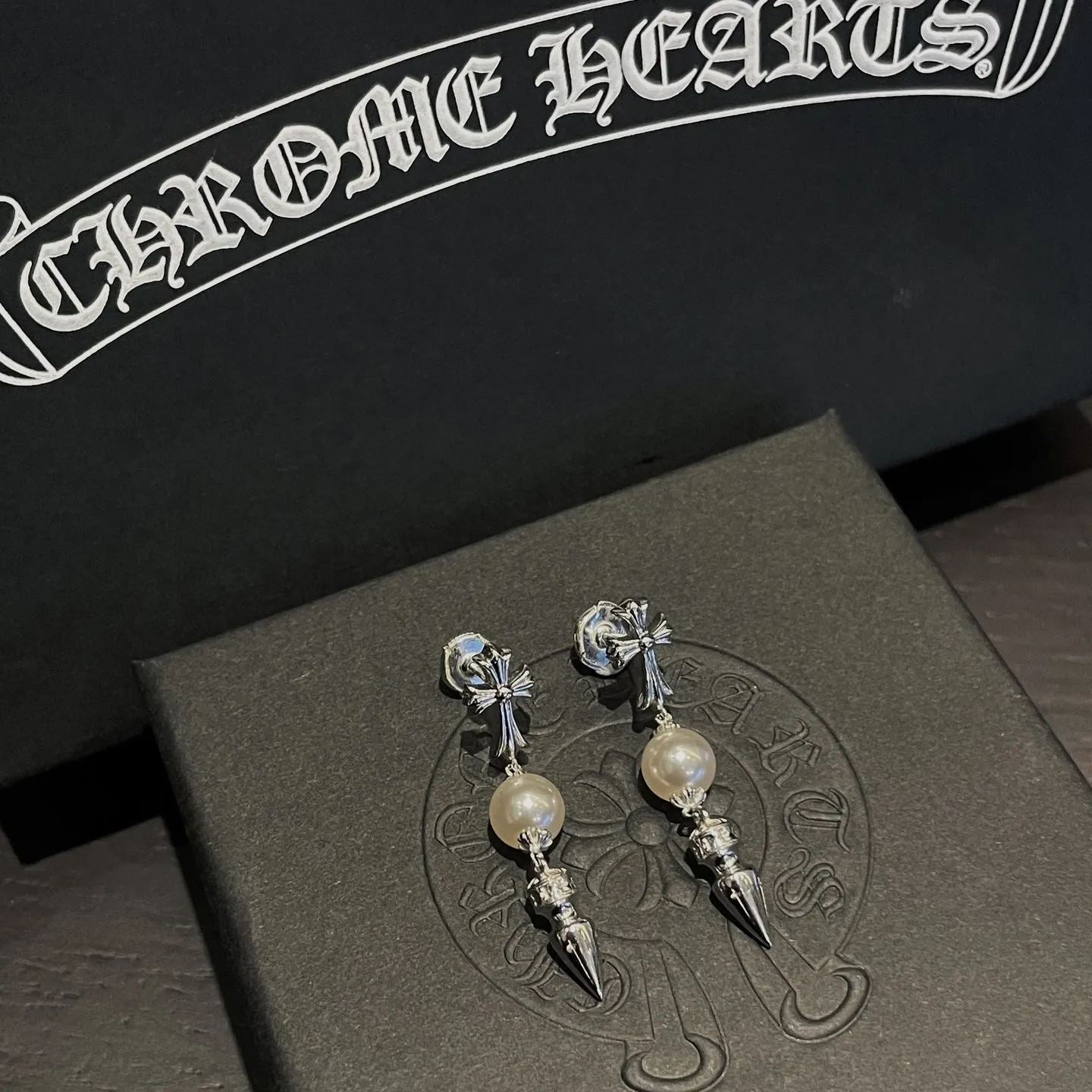 Chrome hearts xmikimoto joint cross bullet tassel earrings