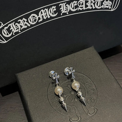 Chrome hearts xmikimoto joint cross bullet tassel earrings
