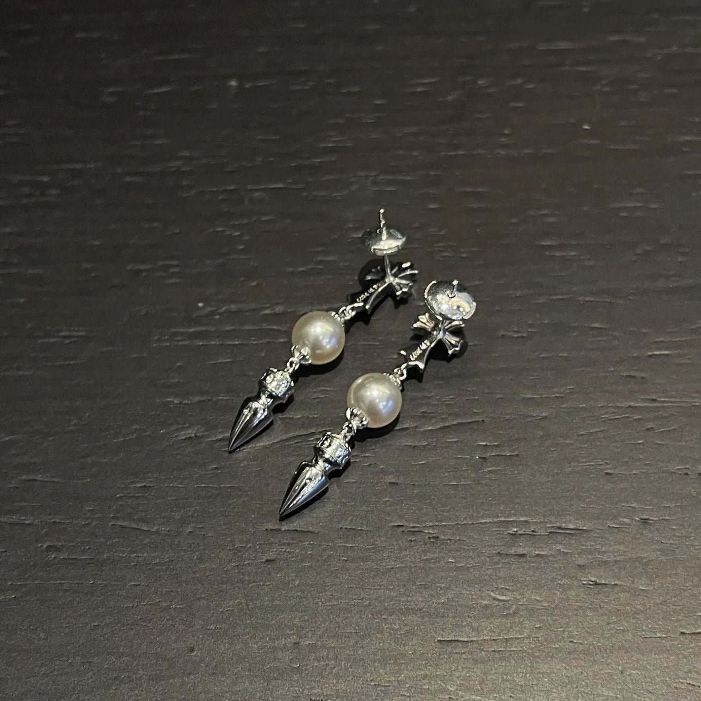 Chrome hearts xmikimoto joint cross bullet tassel earrings