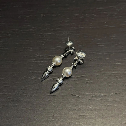 Chrome hearts xmikimoto joint cross bullet tassel earrings