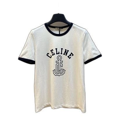 CELINE ANCHOR COTTON JERSEY 70S T-SHIRT