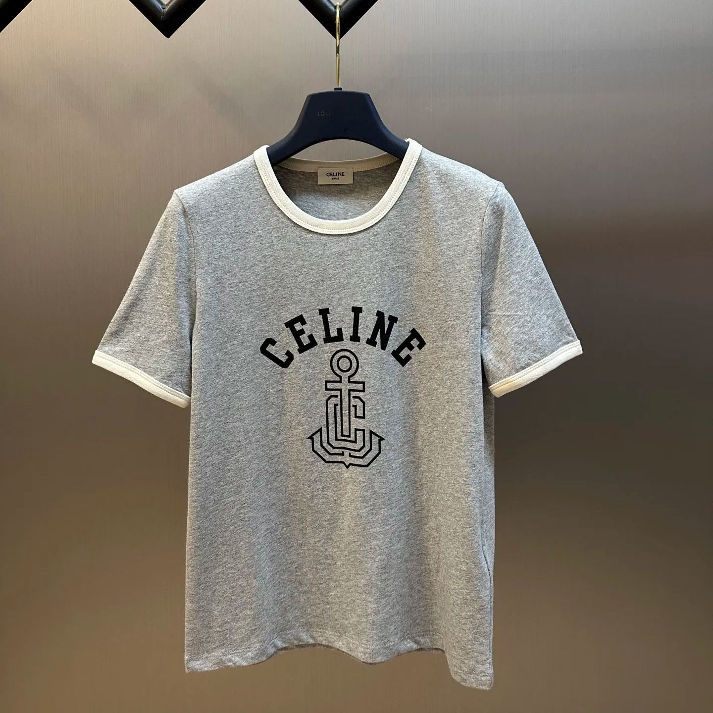 CELINE ANCHOR COTTON JERSEY 70S T-SHIRT