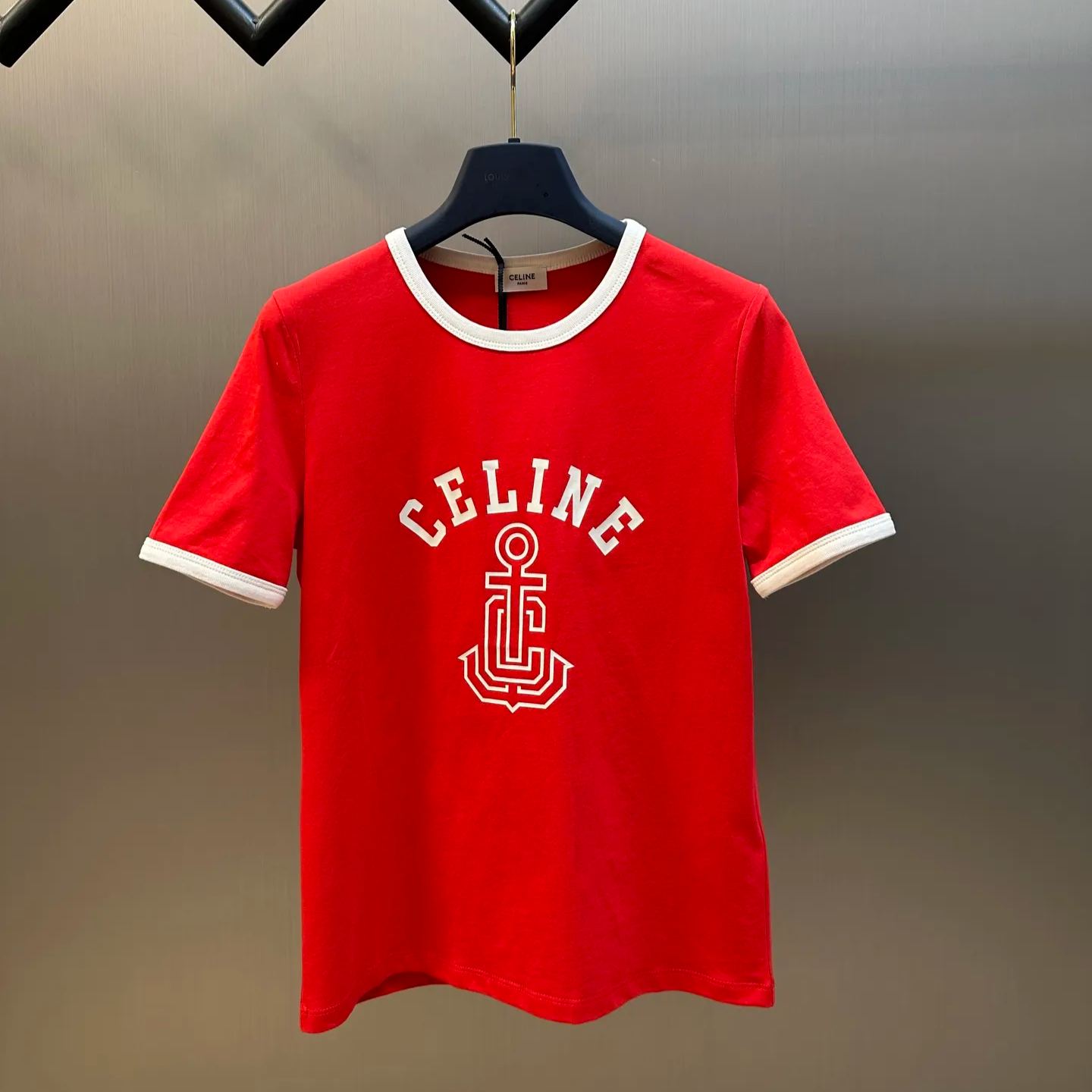 CELINE ANCHOR COTTON JERSEY 70S T-SHIRT