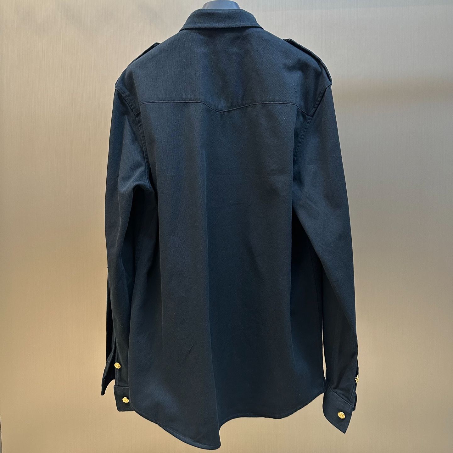 CELINE Men's Military Shirt in Cotton Wool Twill "Navy"