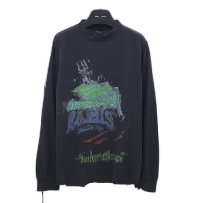 Balenciaga Men's Diy Imprint Cropped Long Sleeve T-shirt in Black