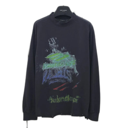 Balenciaga Men's Diy Imprint Cropped Long Sleeve T-shirt in Black