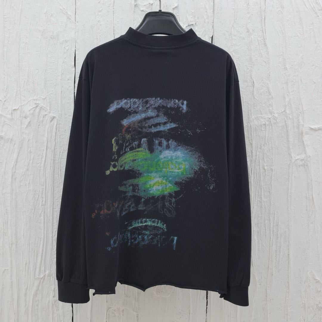 Balenciaga Men's Diy Imprint Cropped Long Sleeve T-shirt in Black