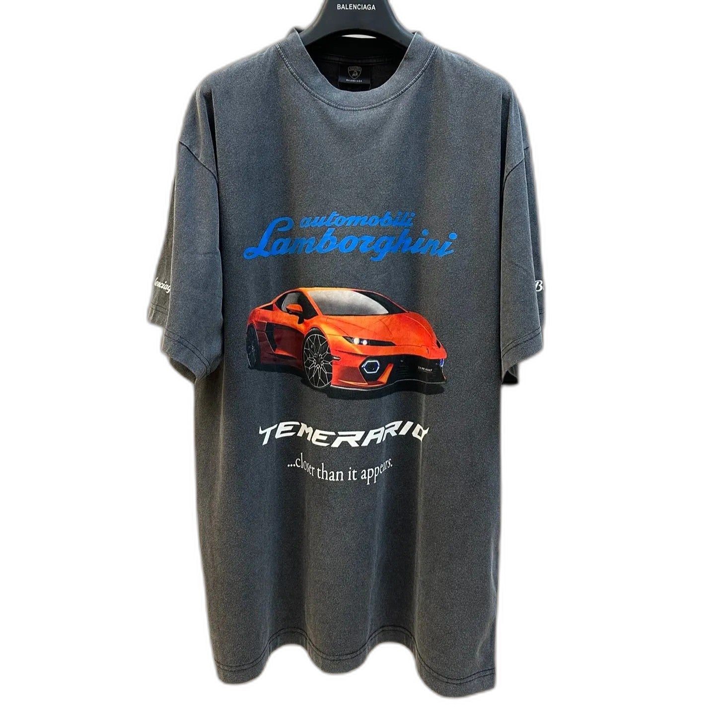 BALENCIAGA Automobili Lamborghini Men's Oversized T-Shirt "Faded Black"