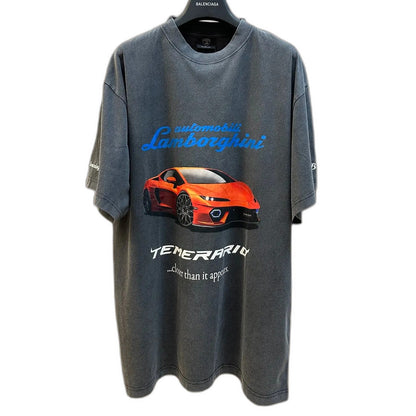 BALENCIAGA Automobili Lamborghini Men's Oversized T-Shirt "Faded Black"