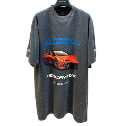 BALENCIAGA Automobili Lamborghini Men's Oversized T-Shirt "Faded Black"