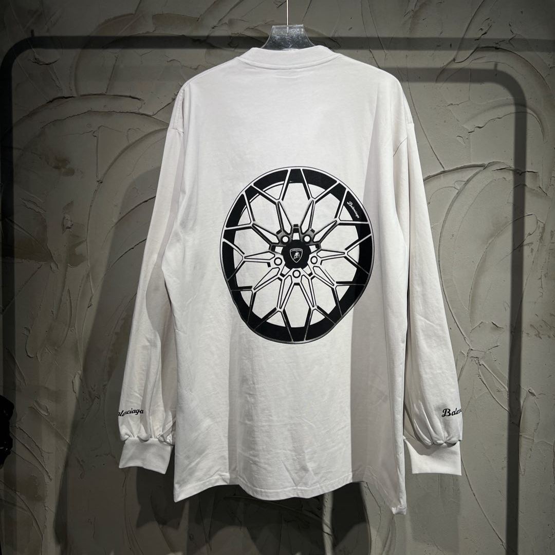 BALENCIAGA Automobili Lamborghini Long Sleeve Oversized T-Shirt "White"