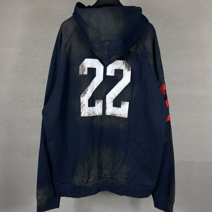 BALENCIAGA Embroidered Zip-up Hoodie Navy