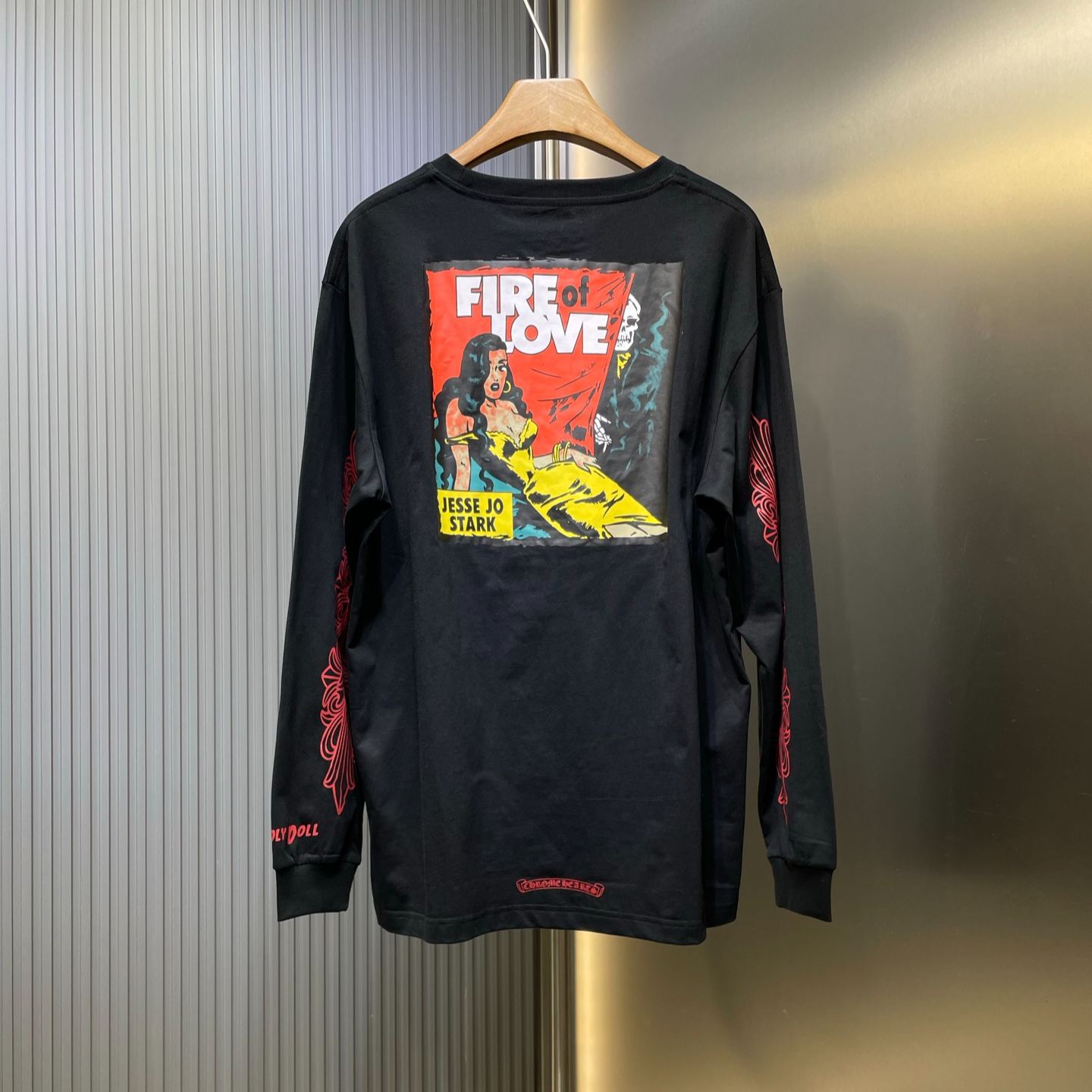 CHROME HEARTS JESSE JO CROSS Floral Cross Long Sleeve T-Shirt