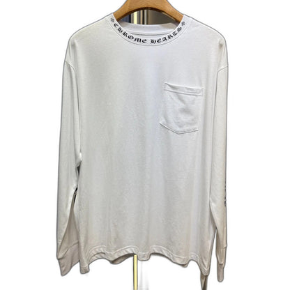CHROME HEARTS neck logo T-shirt black x white
