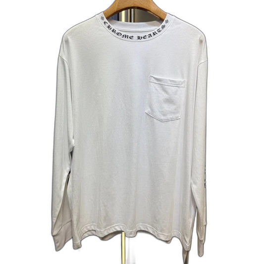 CHROME HEARTS neck logo T-shirt black x white