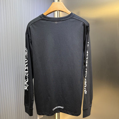 CHROME HEARTS neck logo T-shirt black x white