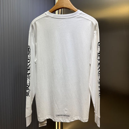 CHROME HEARTS neck logo T-shirt black x white