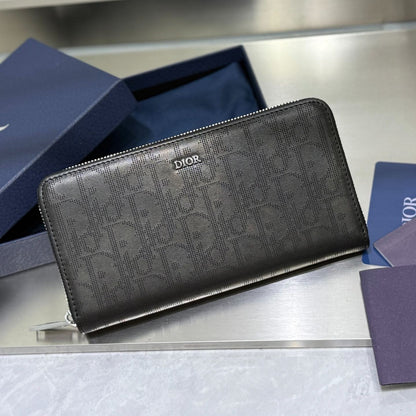 Dior Zipped Long Wallet Black Dior Oblique Galaxy