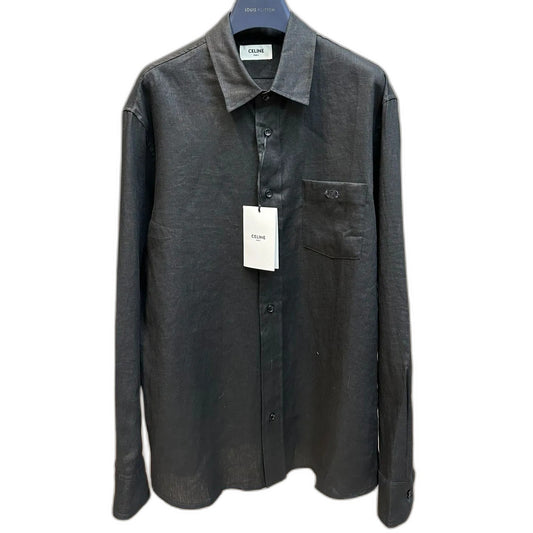 CELINE loose shirt in linen - BLACK