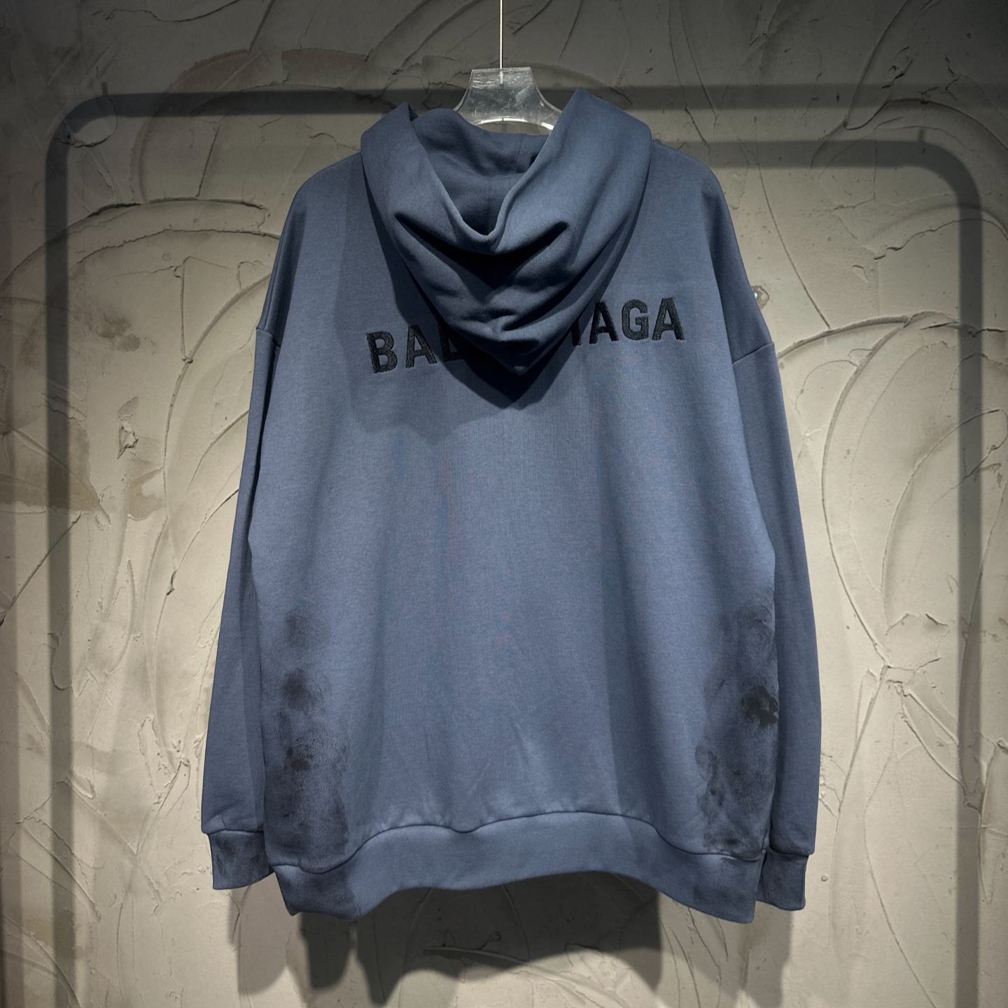 Balenciaga Back Zip-up Hoodie Regular Fit in Faded Dark Blue/black