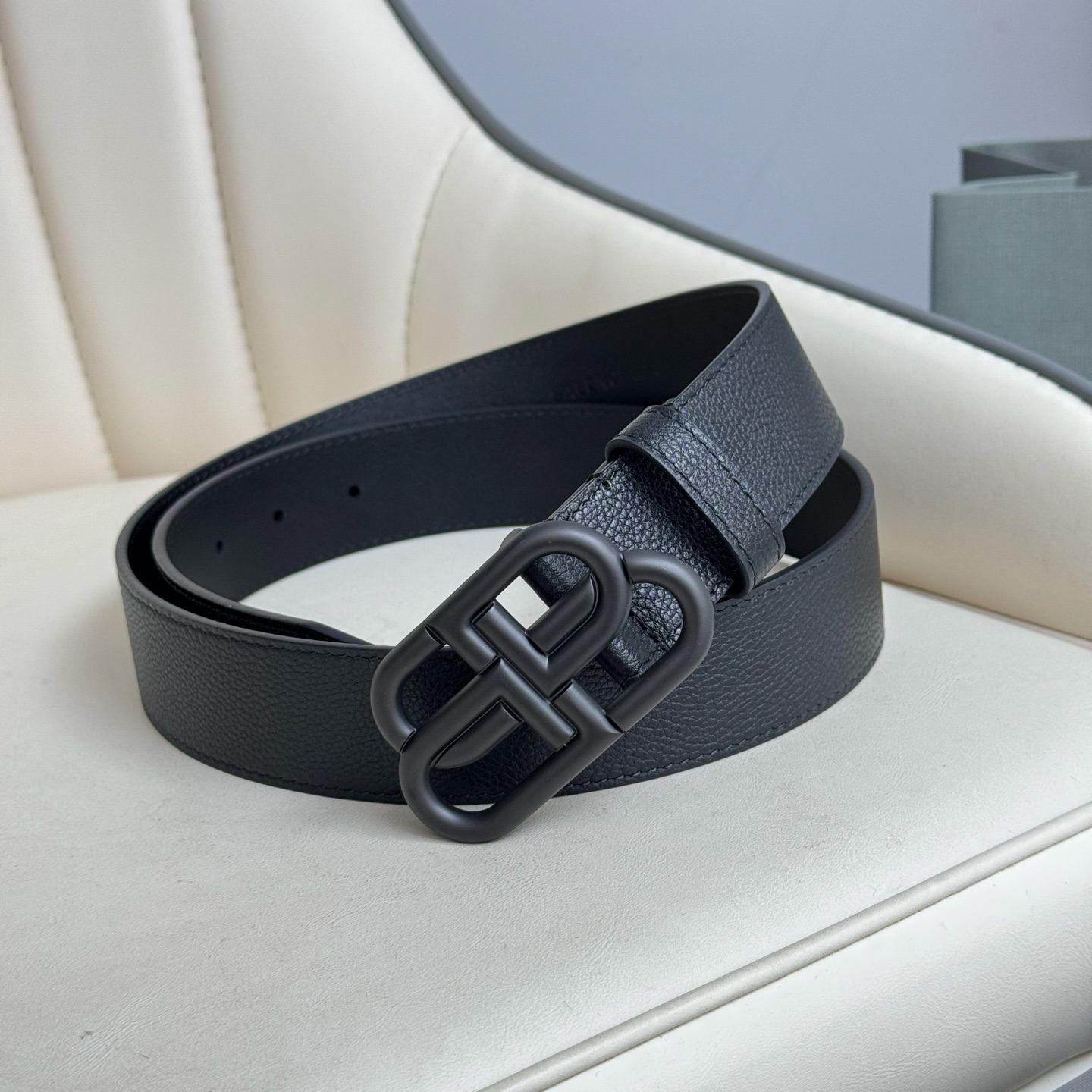Balenciaga Bb Large Belt in Black-3.5cm
