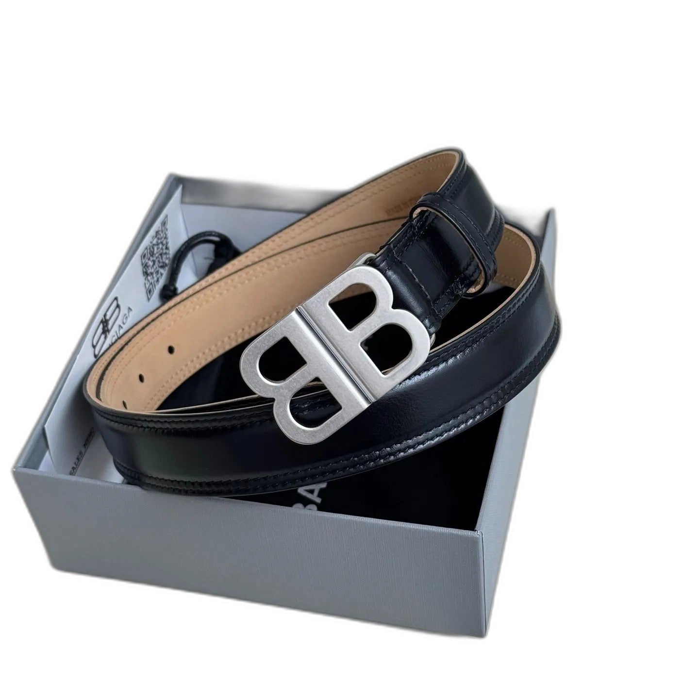 BALENCIAGA Bb Soft Belt in Black-3cm