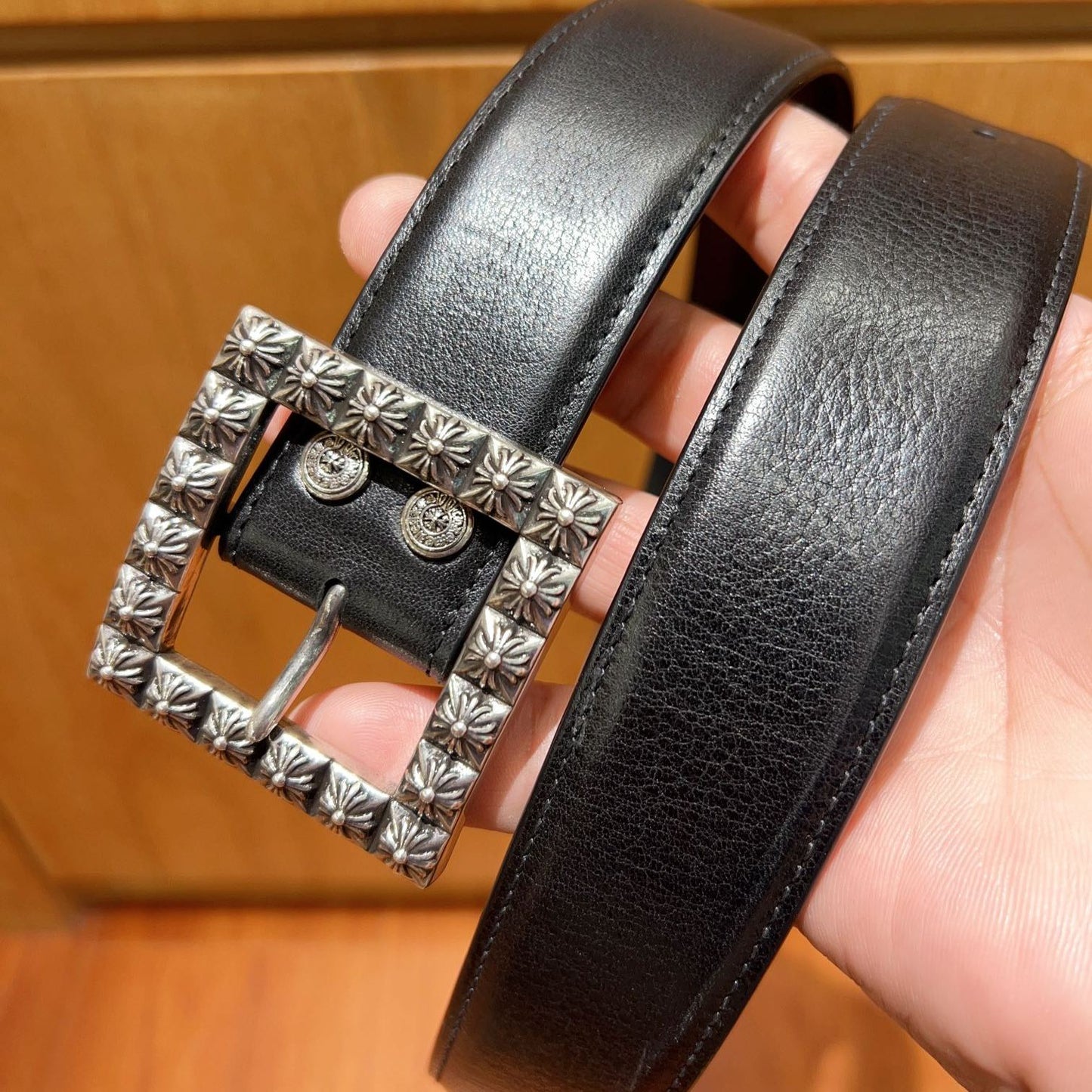 CHROME HEARTS Pyramid Plus Buckle Belt -3.8cm