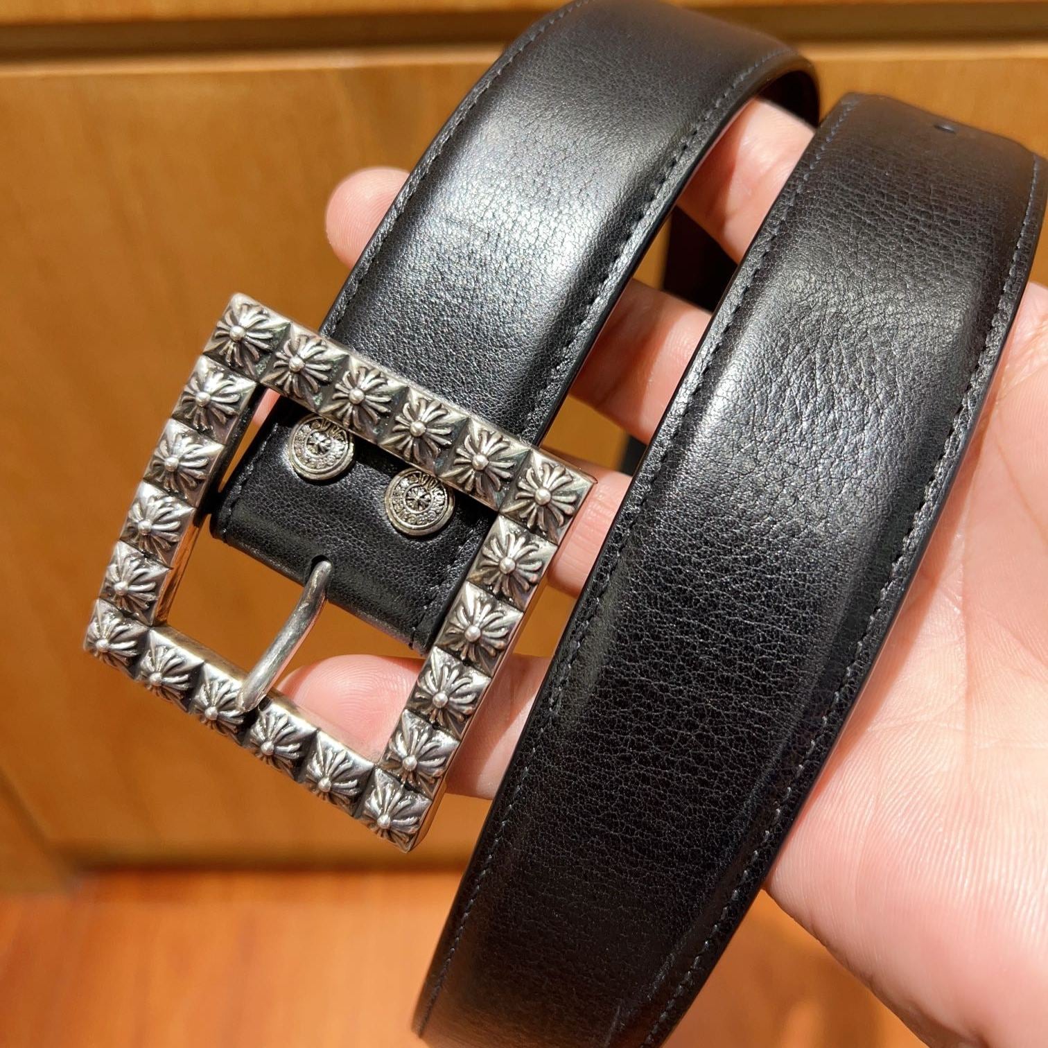 CHROME HEARTS Pyramid Plus Buckle Belt -3.8cm
