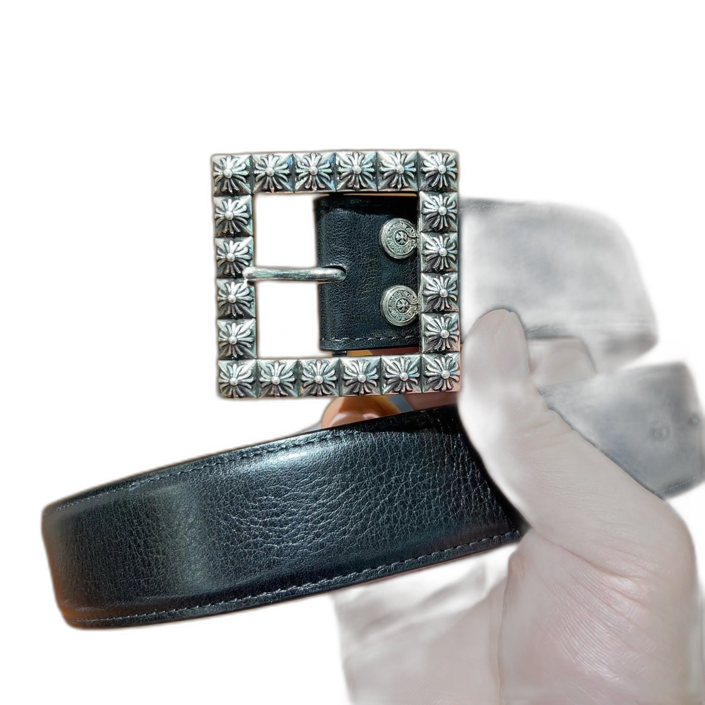 CHROME HEARTS Pyramid Plus Buckle Belt -3.8cm