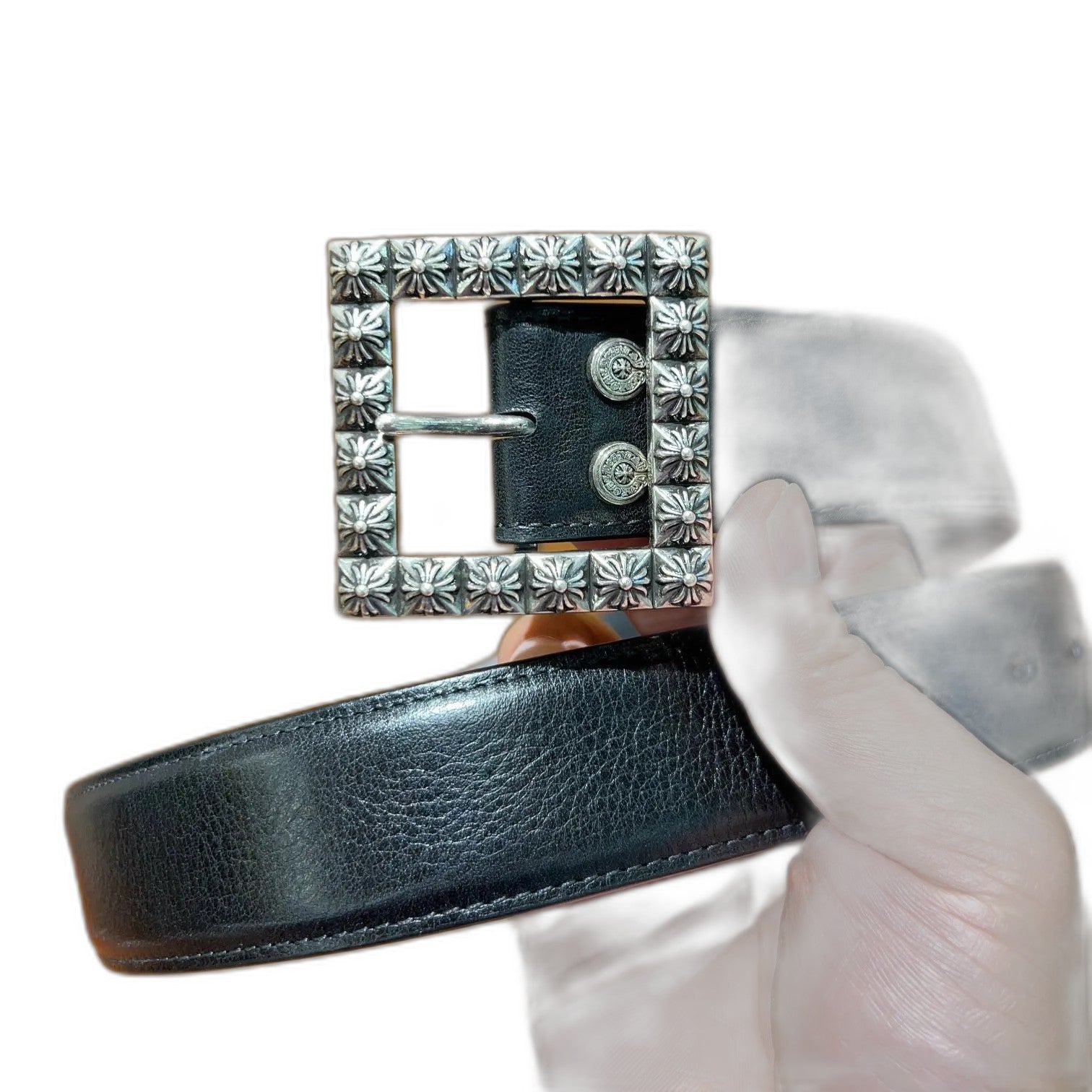 CHROME HEARTS Pyramid Plus Buckle Belt -3.8cm