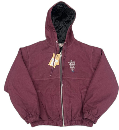 Stussy letter embroidered hooded padded jacket