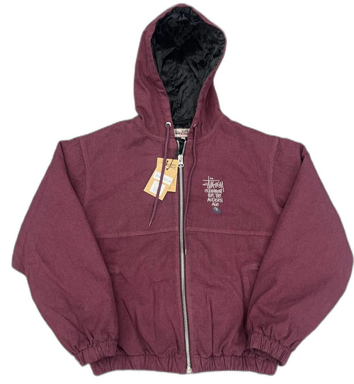 Stussy letter embroidered hooded padded jacket