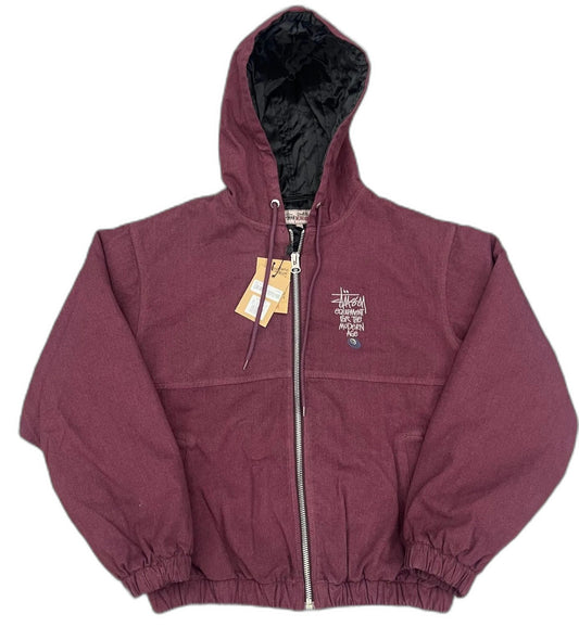 Stussy letter embroidered hooded padded jacket