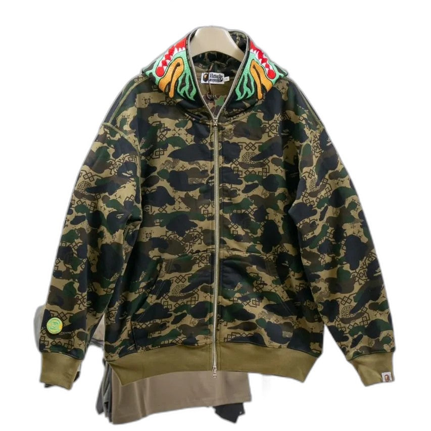 BAPE X CLOT CAMO SHARK RELAXED FIT FULL ZIP HOODIE