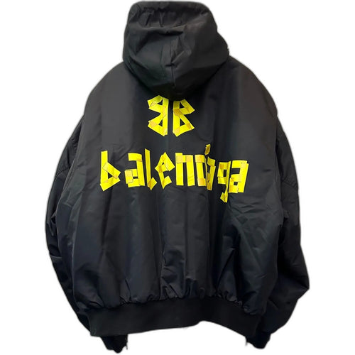 Balenciaga Men's Tape Type Light Hooded Bomber in Black