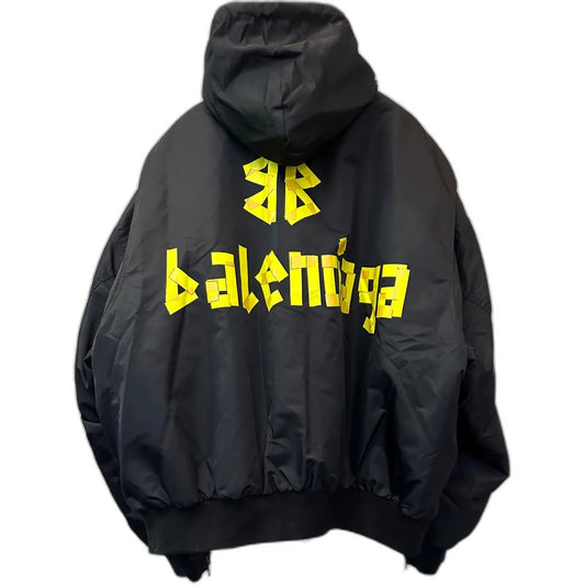 Balenciaga Men's Tape Type Light Hooded Bomber in Black