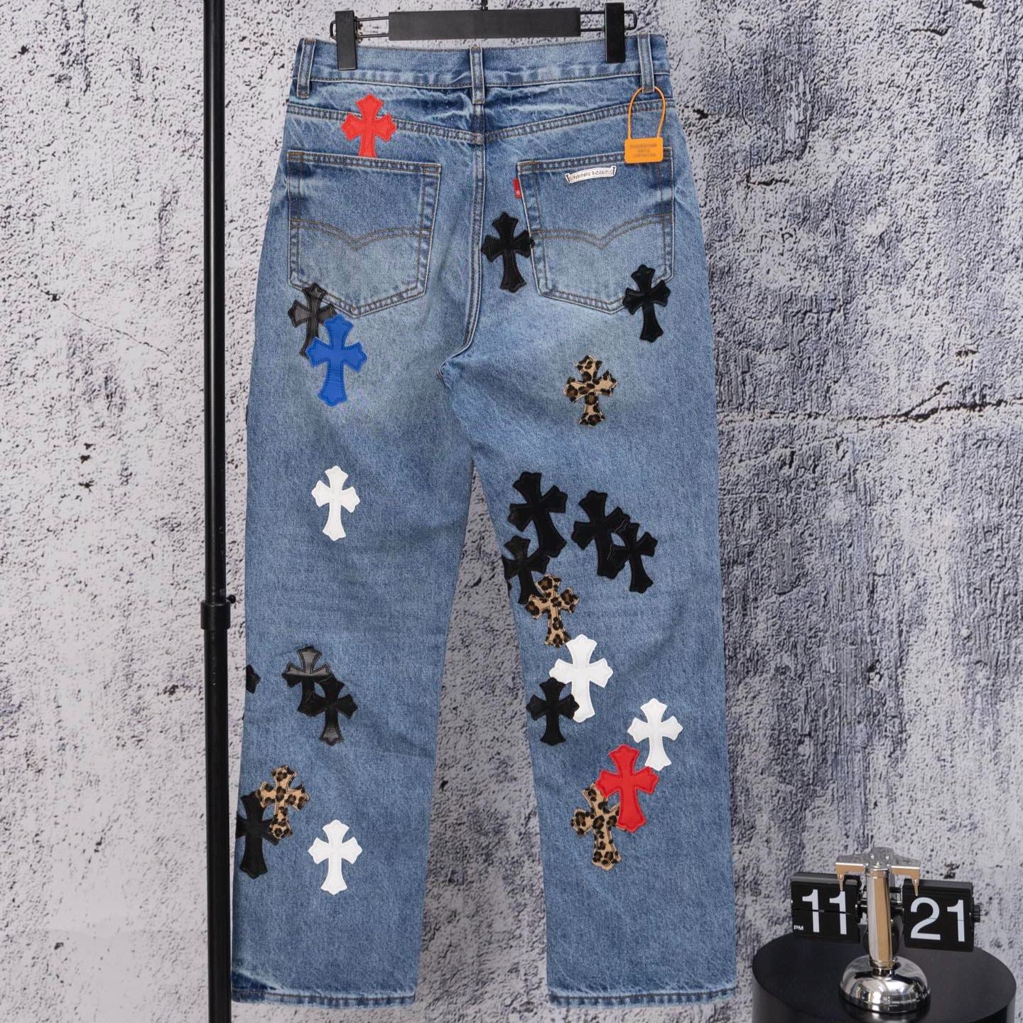 Chrome Heart embroidered print straight-leg jeans