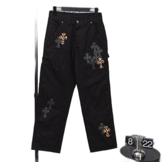 Chrome Heart embroidered print straight-leg jeans