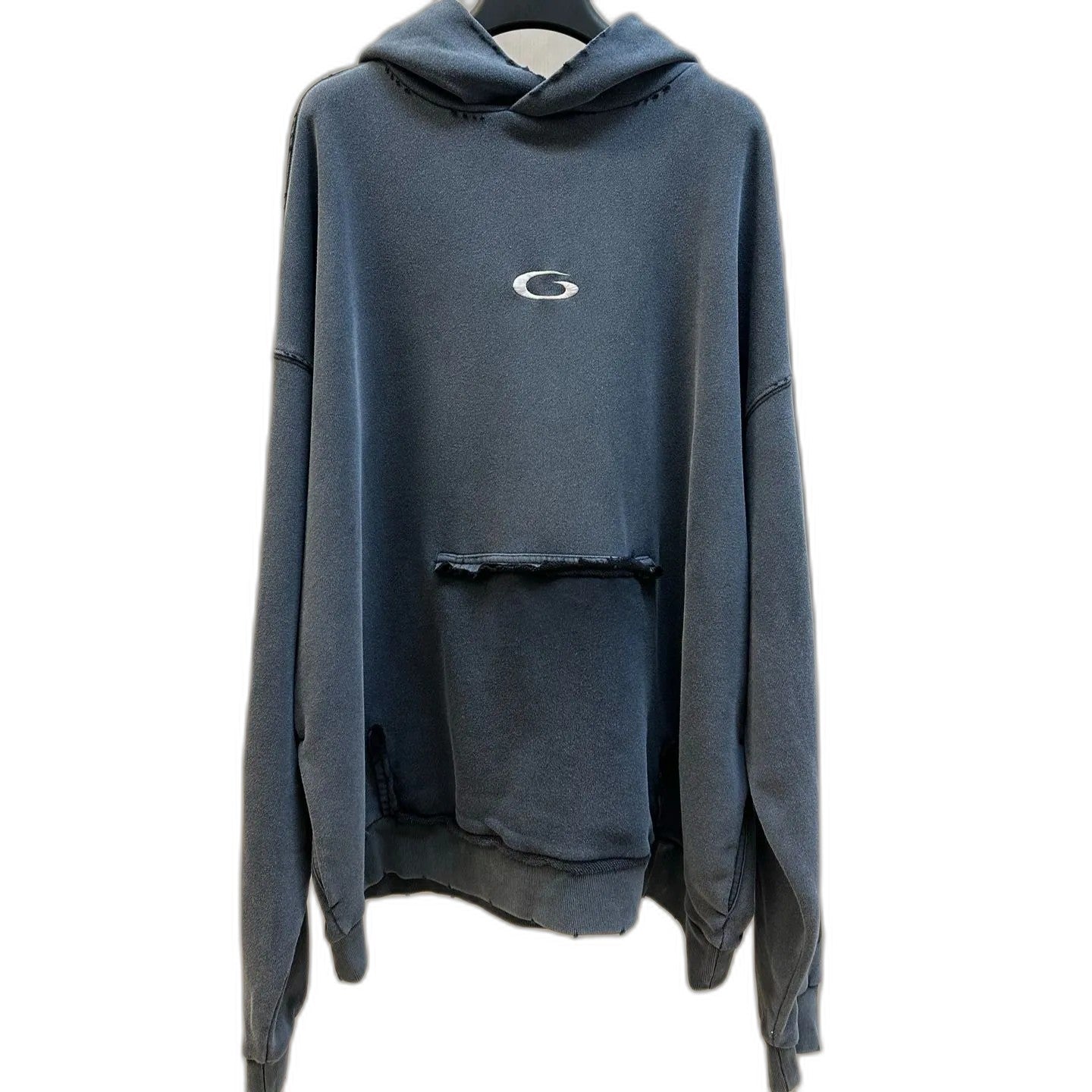 BALENCIAGA Transparent Tape Ripped Pocket Hooded Sweatshirt