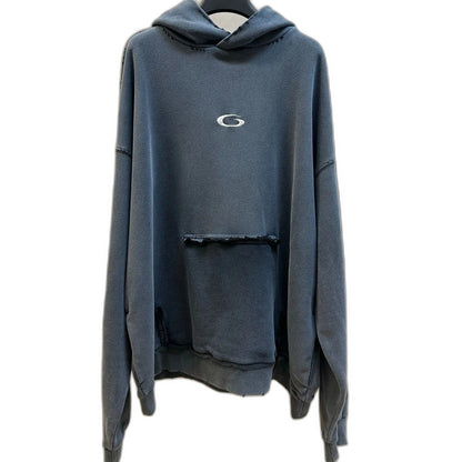 BALENCIAGA Transparent Tape Ripped Pocket Hooded Sweatshirt