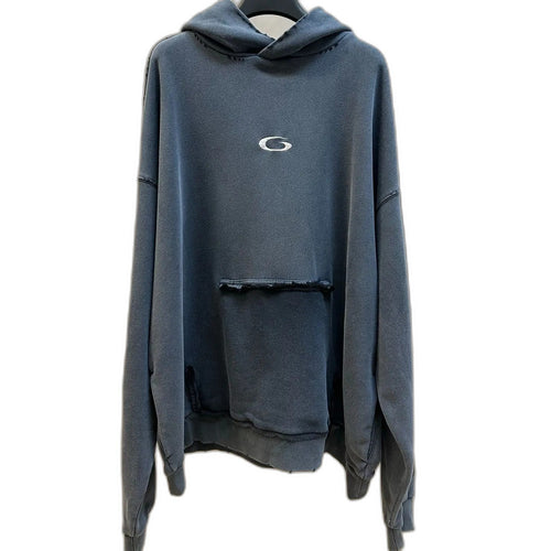BALENCIAGA Transparent Tape Ripped Pocket Hooded Sweatshirt